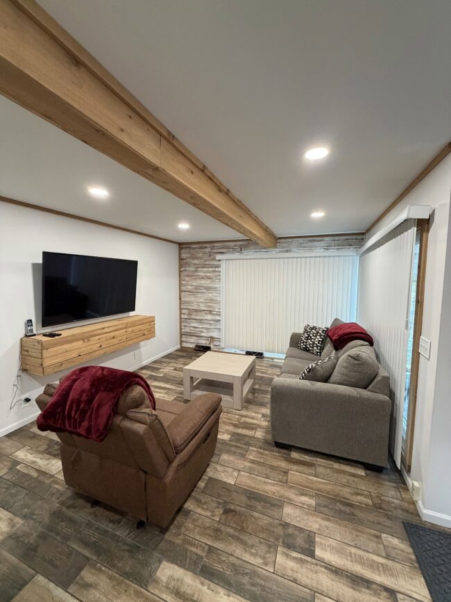 Comfortable common living area in a senior living community